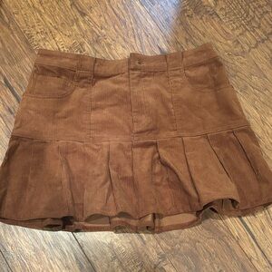 Stylish Tan Corduroy Mini Skirt